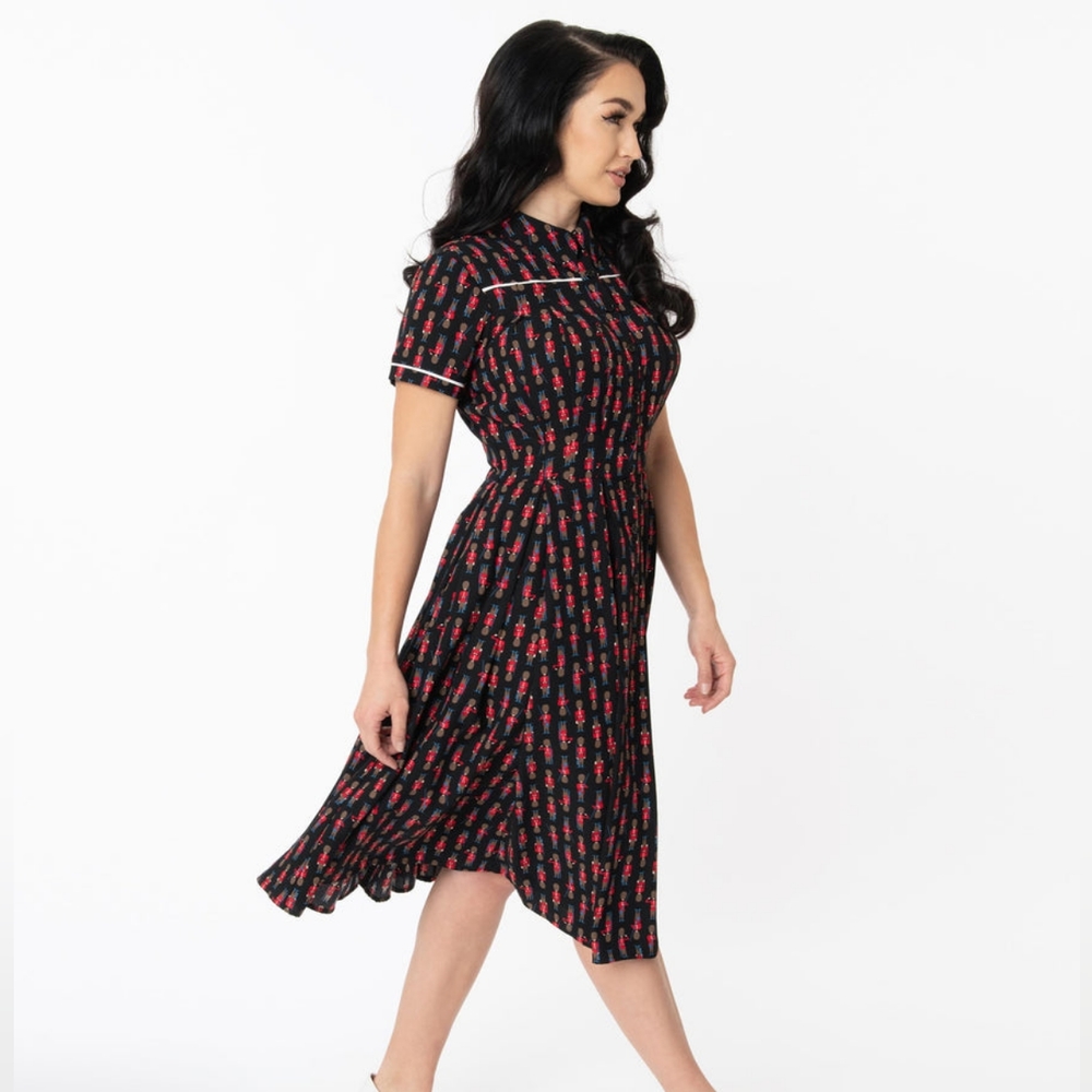 Unique Vintage Royal Guard Print Springfield Swing Dress Plus